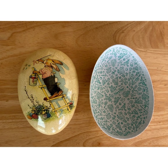 Vintage Nestler Germany Easter Egg – Rabbit on Ladder Scene Paper Mache - Picture 2 of 14